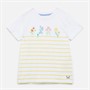 Crew Clothing Girls Graphic T-Shirt Yellow/White Enginered Stripe Graphic