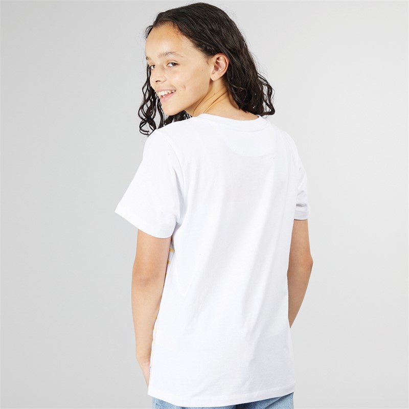 Crew Clothing Girls Graphic T-Shirt Yellow/White Enginered Stripe Graphic
