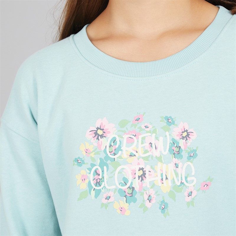 Crew Clothing Girls Crew Neck Sweatshirt Blue Crew Logo