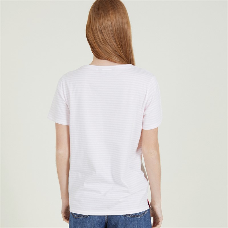 Crew Clothing Womens Flock Heart T-Shirt Classic Pink/White