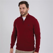 Crew Clothing Mens 1/2 Zip Jumper Rhubarb