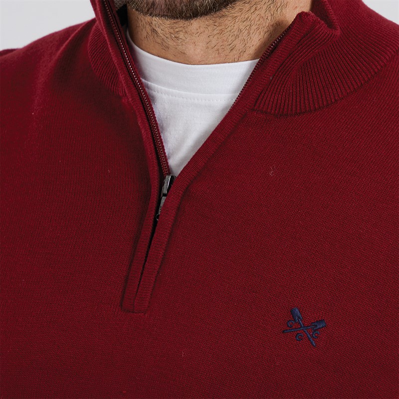 Crew Clothing Mens 1/2 Zip Jumper Rhubarb