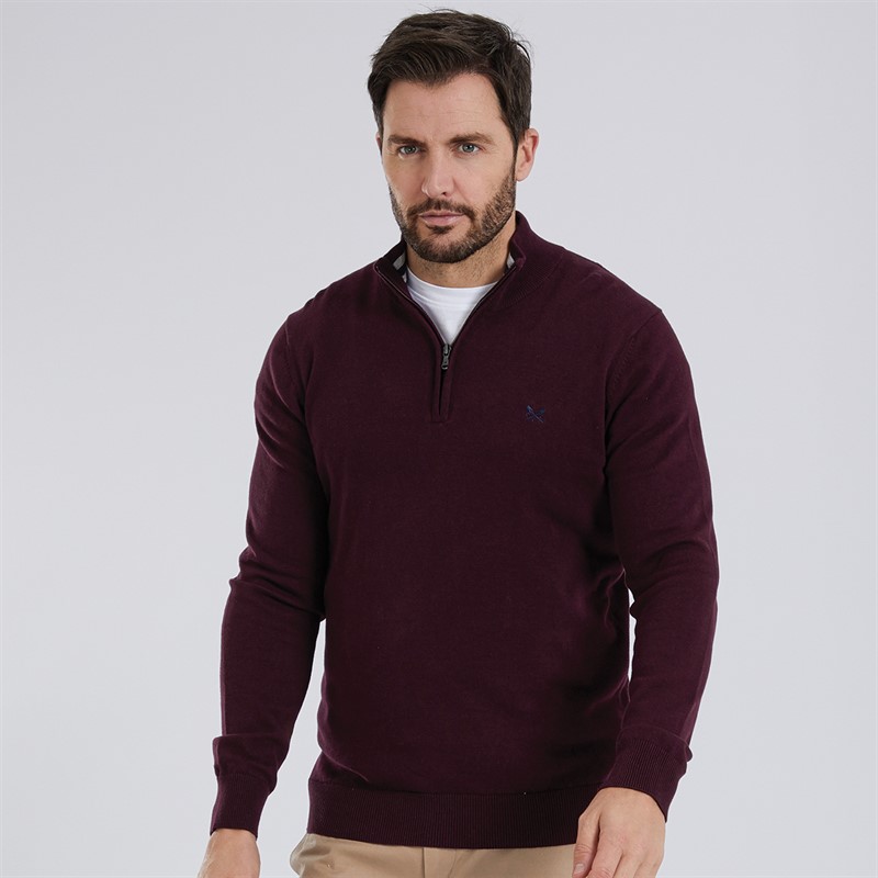 Buy Crew Clothing Mens 1 2 Zip Jumper Wine