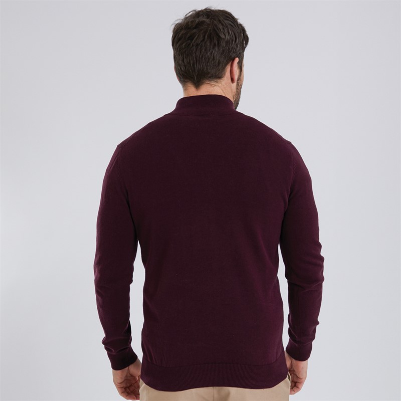 Crew Clothing Mens 1/2 Zip Jumper Wine