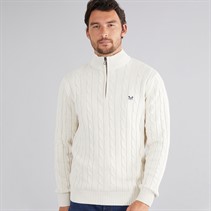 Crew Clothing Mens Oarsmen 1/2 Zip Jumper White Sand Marl