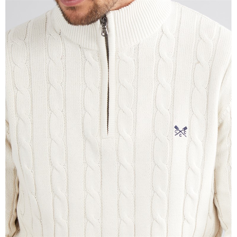 Crew Clothing Mens Oarsmen 1/2 Zip Jumper White Sand Marl