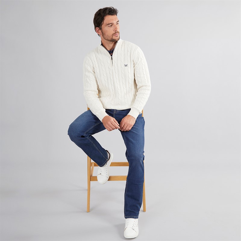 Crew Clothing Mens Oarsmen 1/2 Zip Jumper White Sand Marl