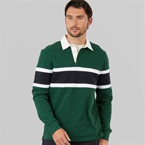 Crew Clothing Mens Flag And Anchor Patch Rugby Shirt Botanical Garden/Heritage Black/Optic White