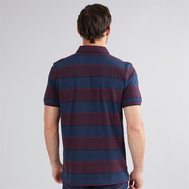 Crew Clothing Mens Oxford Stripe Polo Shirt Port Royale/Heritage Navy