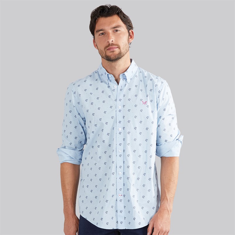 Crew Clothing Mens Coastal Flower Print Shirt Cashmere Blue/Medieval Blue