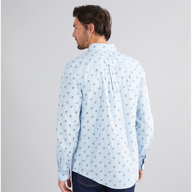 Crew Clothing Mens Coastal Flower Print Shirt Cashmere Blue/Medieval Blue
