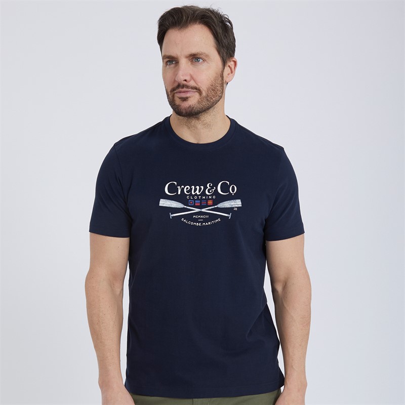 Crew Clothing Mens Oars Printed T-Shirt Dark Navy - Size XL