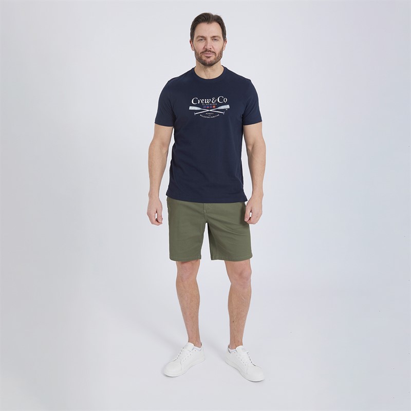 Crew Clothing Mens Oars Printed T-Shirt Dark Navy