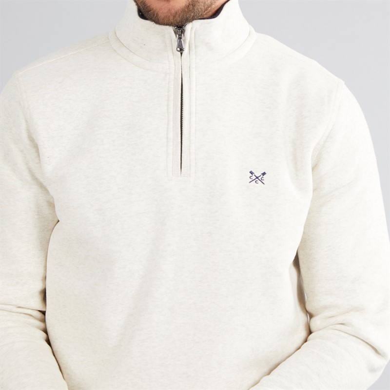 Crew Clothing Mens 1/2 Zip Solid Sweatshirt Rainyday Marl