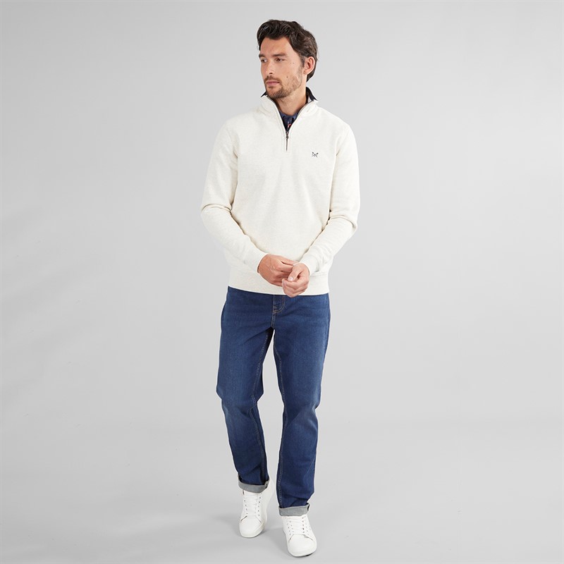 Crew Clothing Mens 1/2 Zip Solid Sweatshirt Rainyday Marl