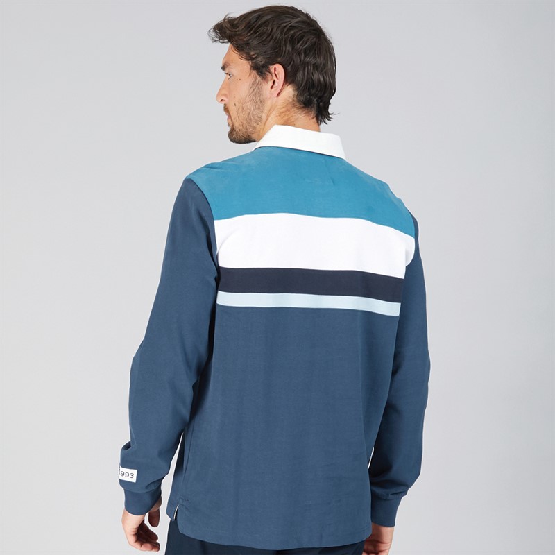 Crew Clothing Mens Cut And Sew Rugby Shirt Faience Blue/Moonlit Blue