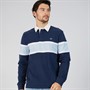 Crew Clothing Mens Flag And Anchor Patch Rugby Shirt Heritage Navy/Optic White/Cashmere Blue