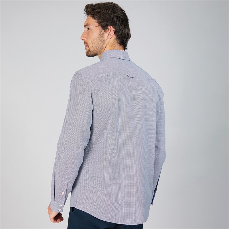 Crew Clothing Mens Puppytooth Oxford Shirt Heritage Navy/Optic White