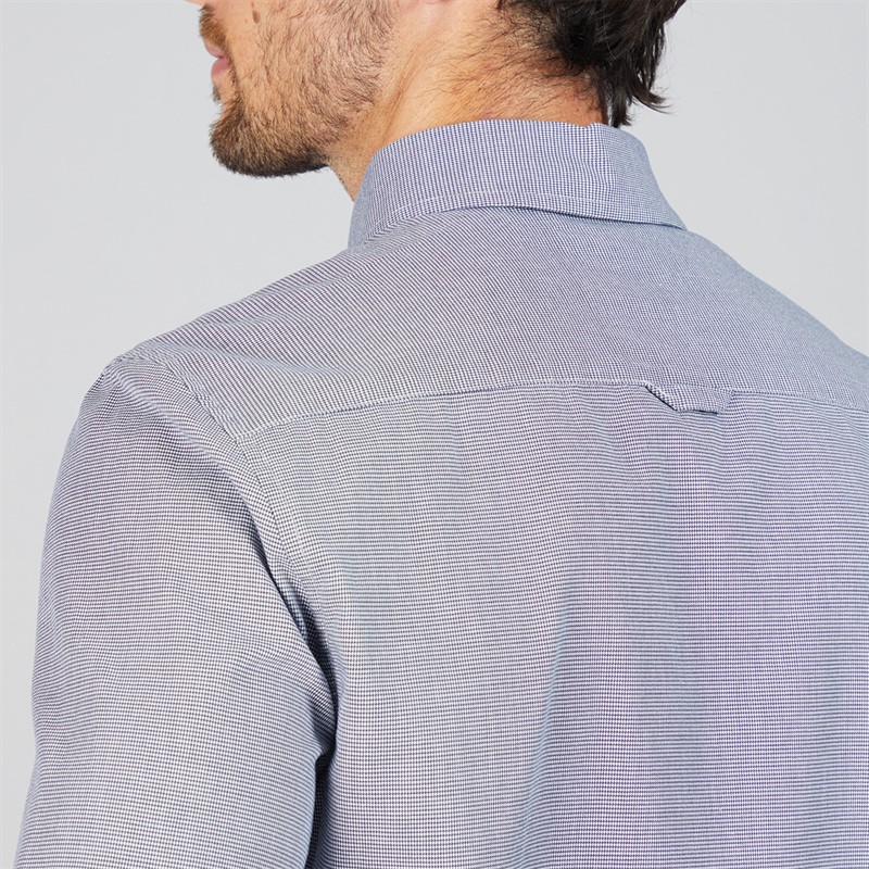 Crew Clothing Mens Puppytooth Oxford Shirt Heritage Navy/Optic White