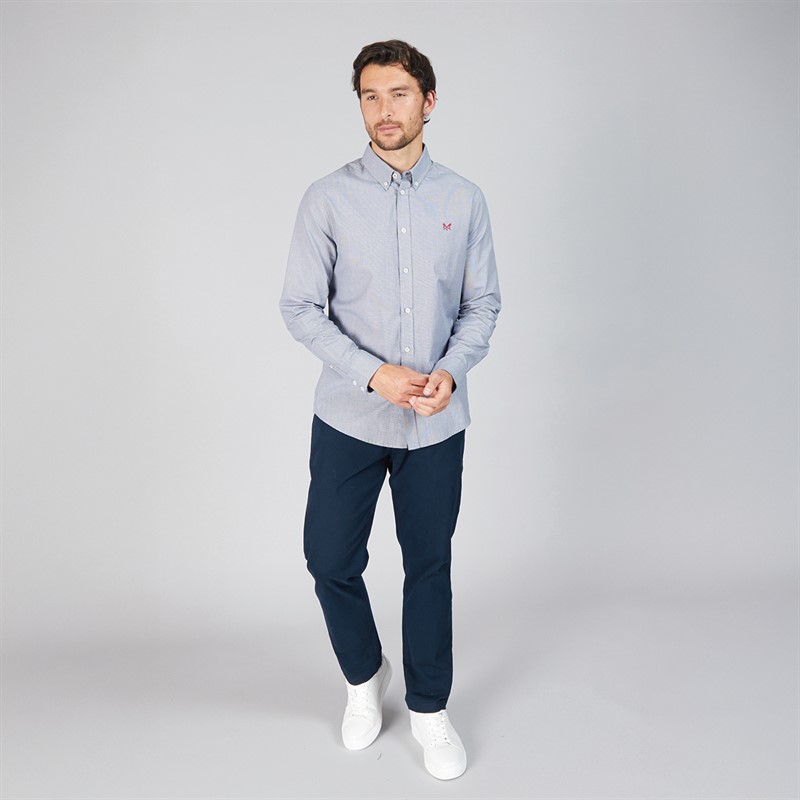 Crew Clothing Mens Puppytooth Oxford Shirt Heritage Navy/Optic White