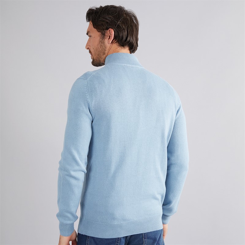 Crew Clothing Mens 1/2 Zip Neck Fine Cotton Jumper Faded Denim