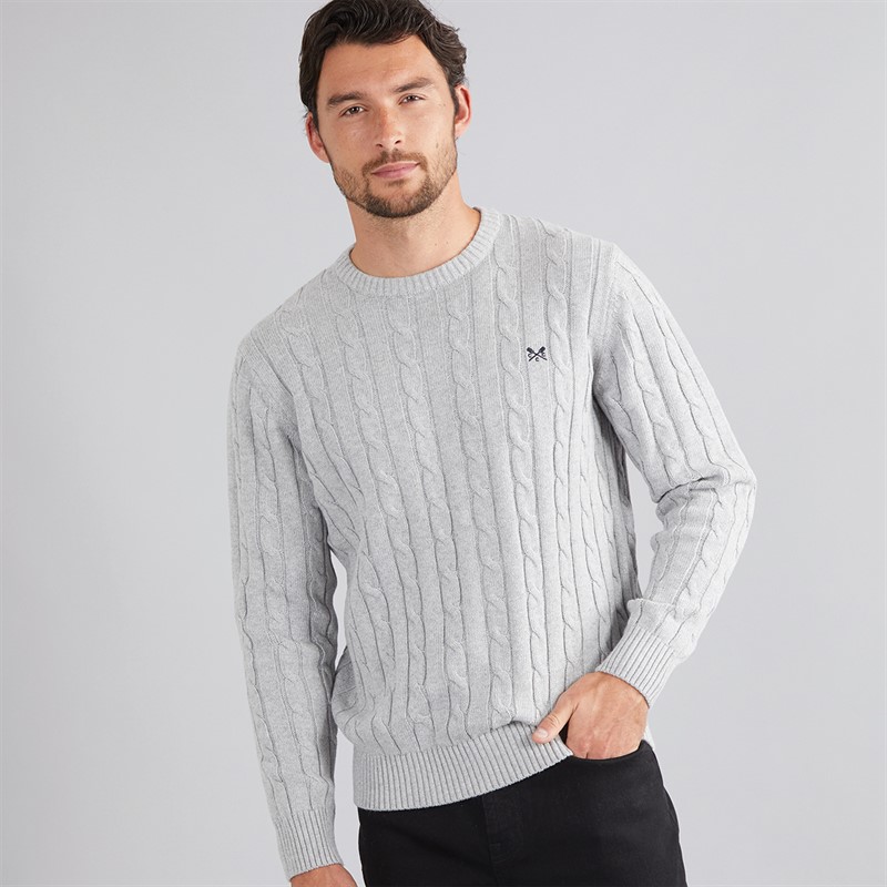 Crew Clothing Mens Oarsmen Crew Neck Jumper Mid Grey Marl
