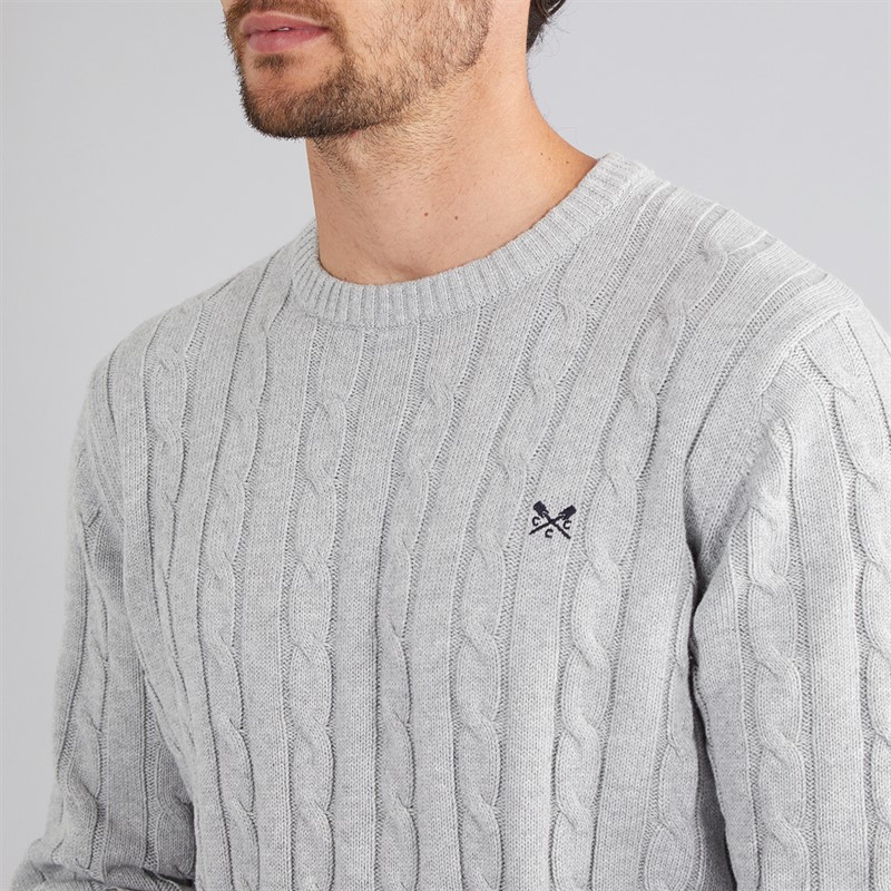 Crew Clothing Mens Oarsmen Crew Neck Jumper Mid Grey Marl