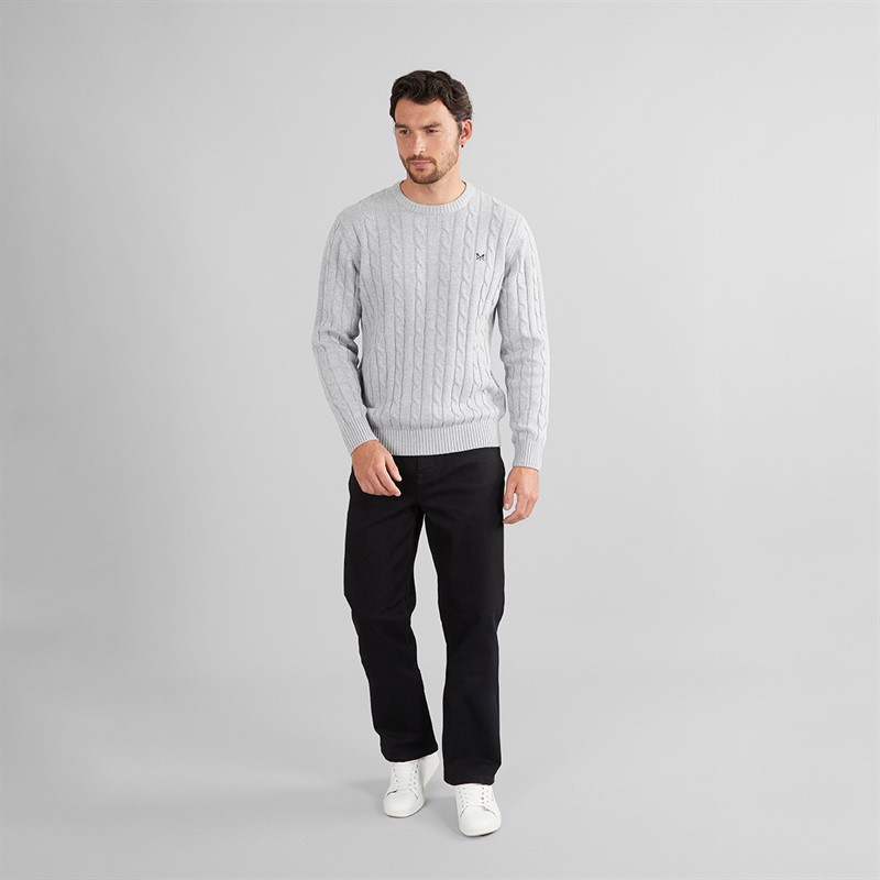Crew Clothing Mens Oarsmen Crew Neck Jumper Mid Grey Marl