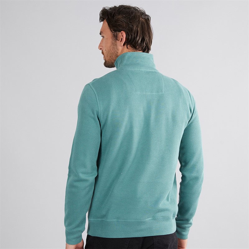 Crew Clothing Mens French Rib 1/2 Zip Sweatshirt Sage Bush