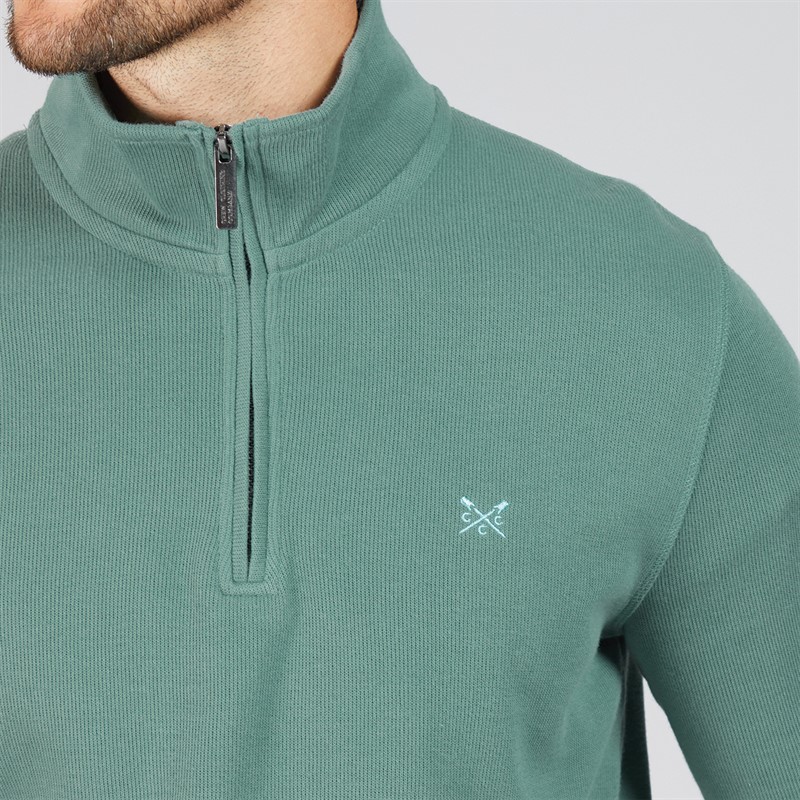 Crew Clothing Mens French Rib 1/2 Zip Sweatshirt Sage Bush