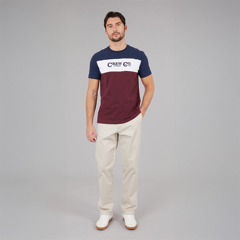 Crew Clothing Mens Cut And Sew T-Shirt Port Royale/Heritage Navy/Optic White Port Royale / Heritage Navy / Optic White