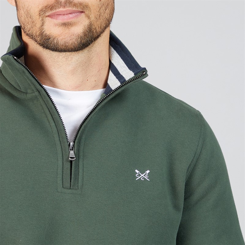 Crew Clothing Mens 1/2 Zip Solid Sweatshirt Deep Forest