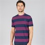Crew Clothing Mens Oxford Stripe T-Shirt Heritage Navy/Magenta Haze