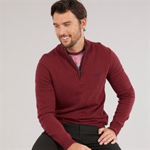 Crew Clothing Mens 1/2 Zip Neck Fine Cotton Jumper Biking Red Marl