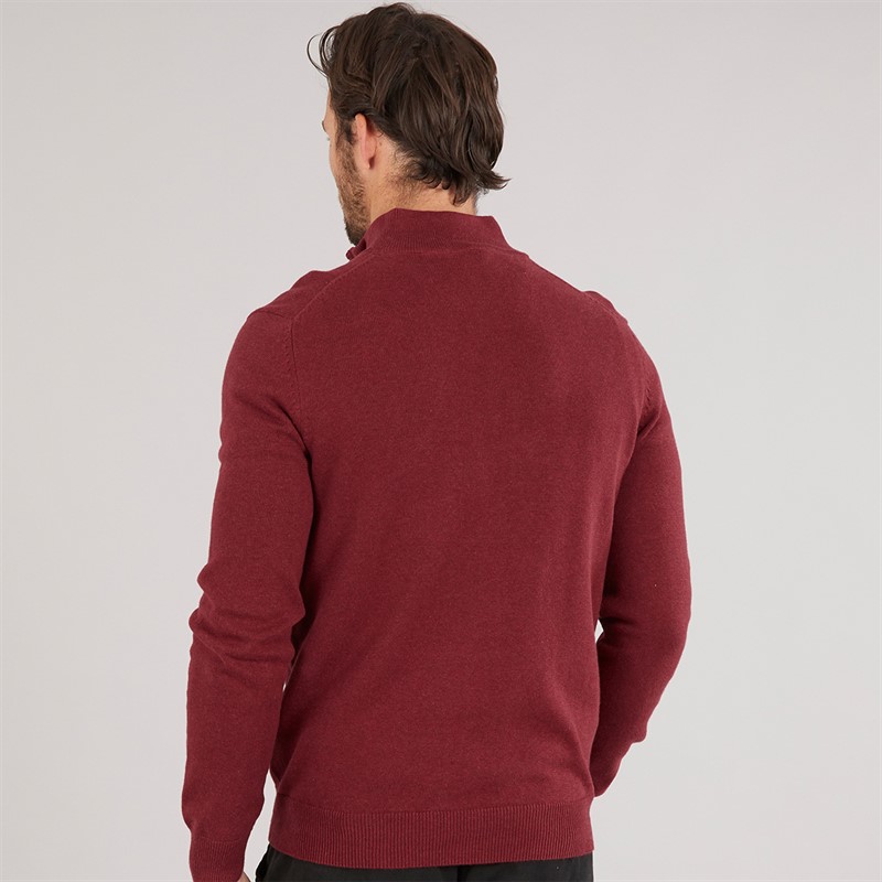 Crew Clothing Mens 1/2 Zip Neck Fine Cotton Jumper Biking Red Marl