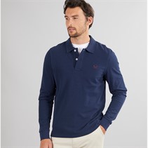 Crew Clothing Mens Long Sleeve Pique Polo Heritage Navy