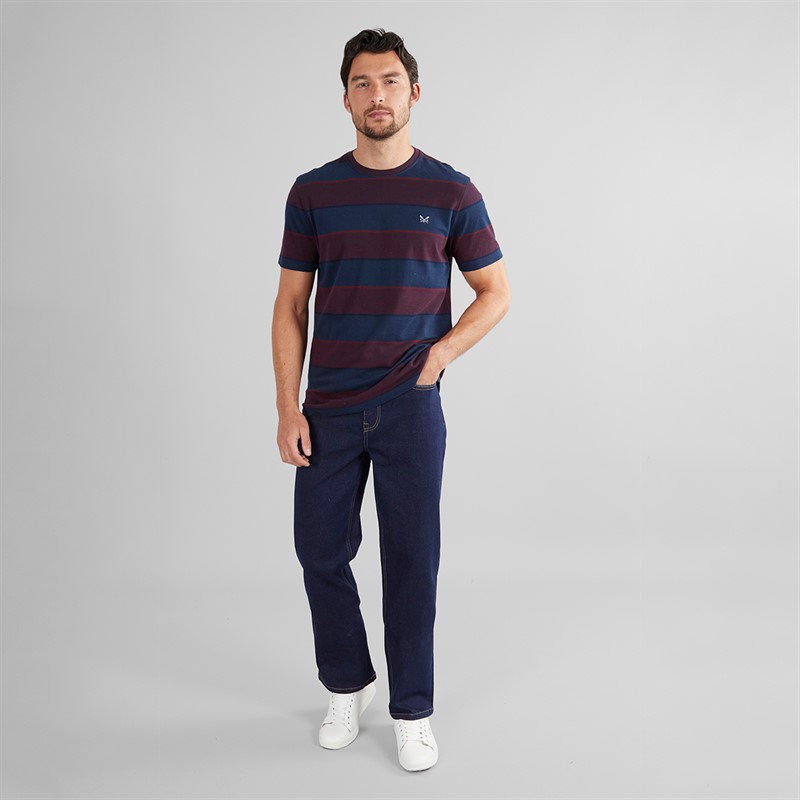 Crew Clothing Mens Oxford Stripe T-Shirt Port Royale/Heritage Navy
