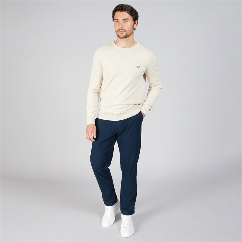 Crew Clothing Mens Cotton Crew Neck Jumper Rainy Day