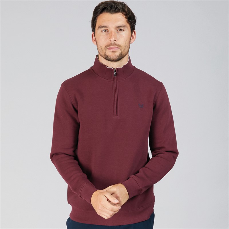 Crew Clothing Mens 1/2 Zip Solid Sweatshirt Port Royale
