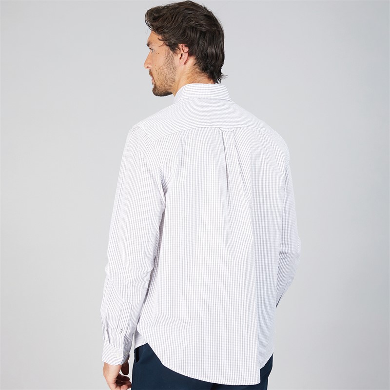 Crew Clothing Mens Tattersall Checked Poplin Shirt Optic White/Heritage Navy