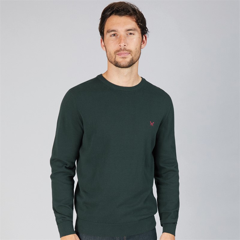 Crew Clothing Mens Cotton Crew Neck Jumper Ponderosa Pine