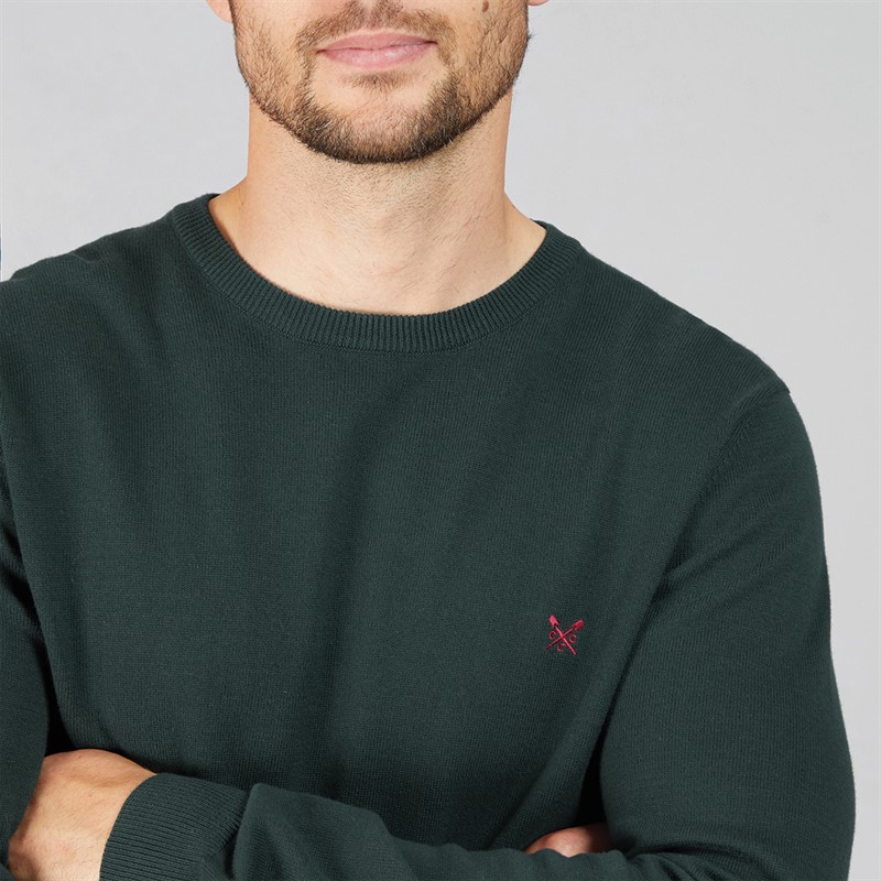 Crew Clothing Mens Cotton Crew Neck Jumper Ponderosa Pine