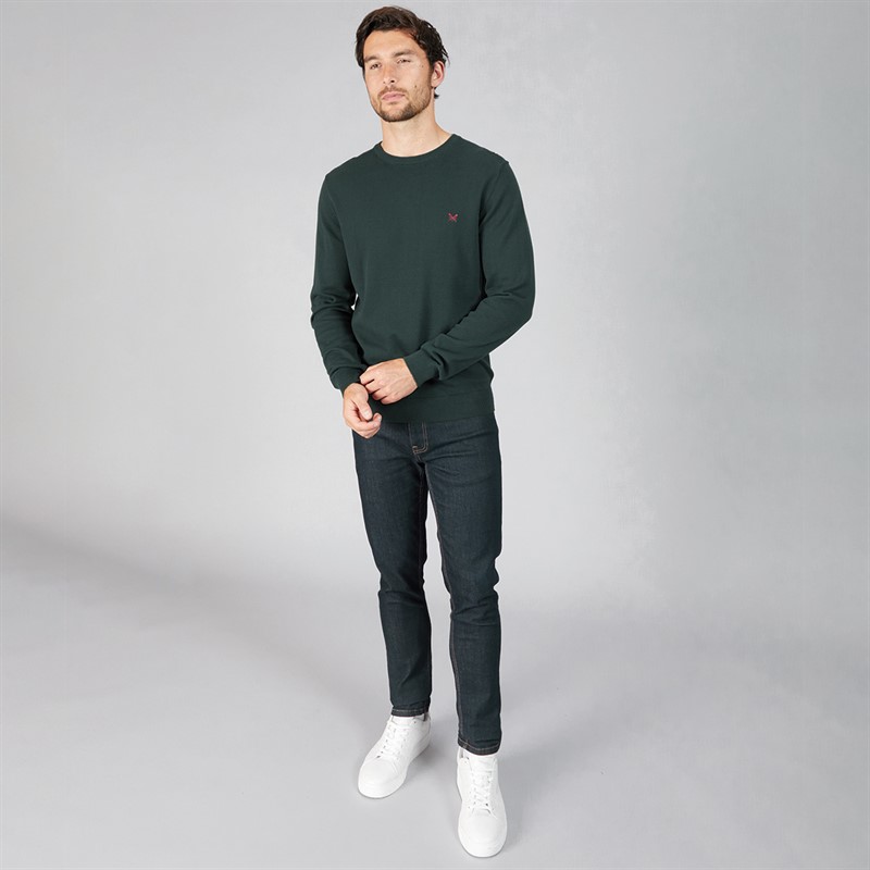 Crew Clothing Mens Cotton Crew Neck Jumper Ponderosa Pine