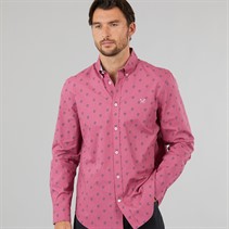 Crew Clothing Mens Coastal Flower Print Shirt Magenta Haze/Medieval Blue