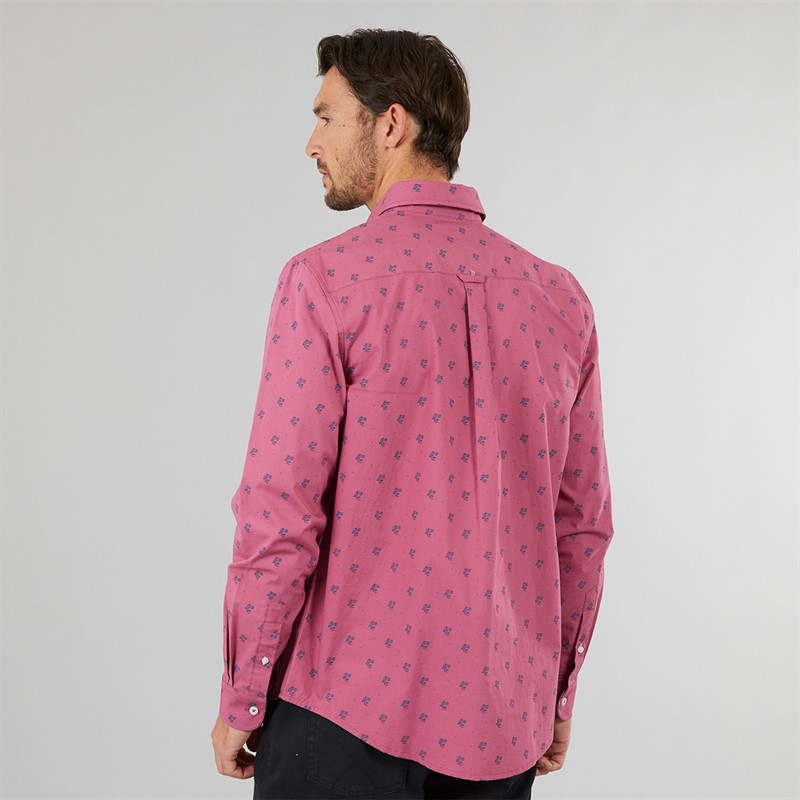 Crew Clothing Mens Coastal Flower Print Shirt Magenta Haze/Medieval Blue