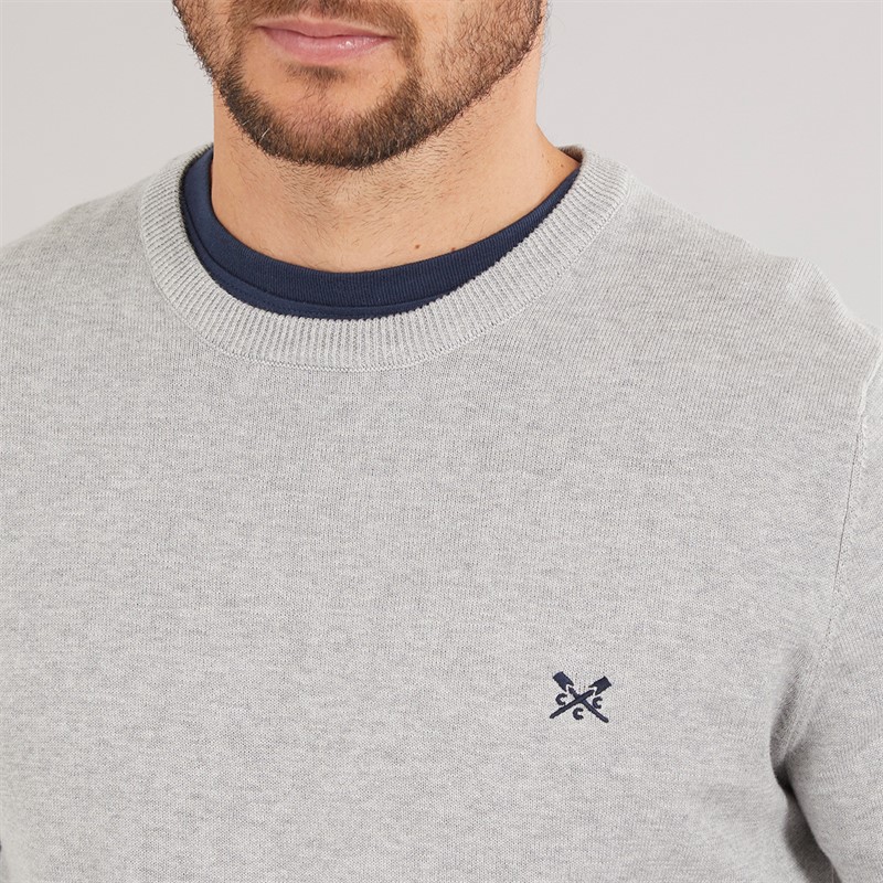Crew Clothing Mens Crew Neck Jumper Mid Grey Marl
