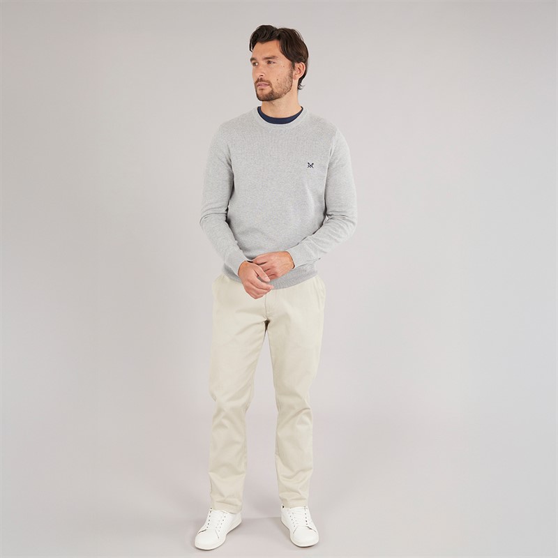 Crew Clothing Mens Crew Neck Jumper Mid Grey Marl