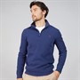 Crew Clothing Mens French Rib 1/2 Zip Sweatshirt Medieval Blue Marl