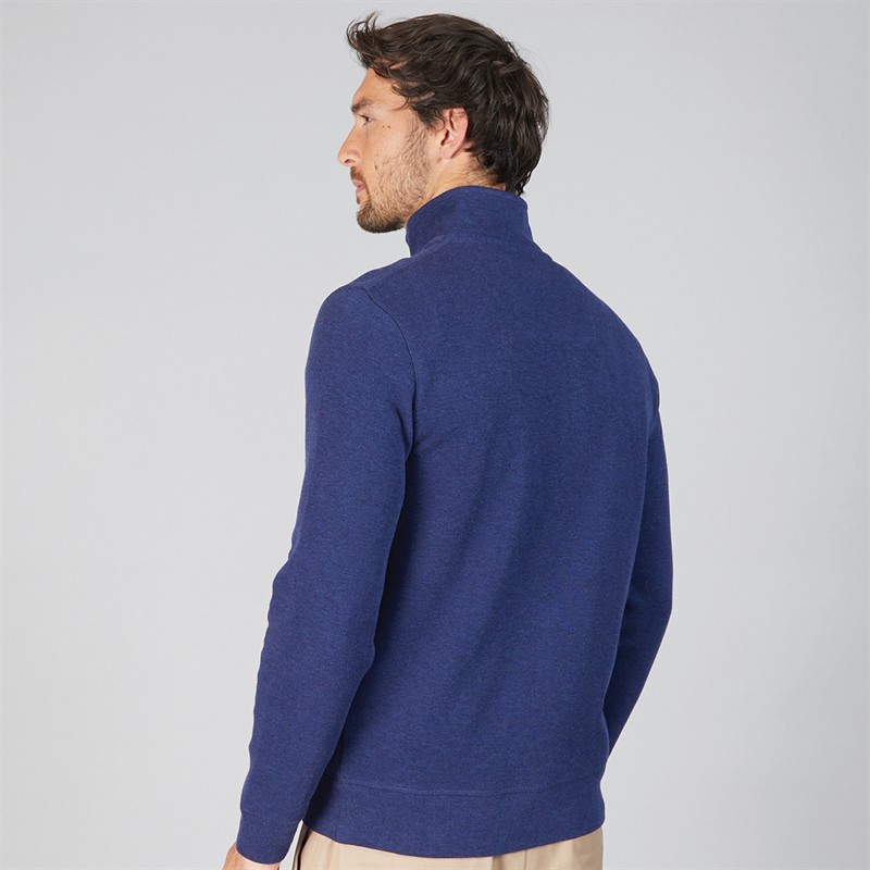 Crew Clothing Mens French Rib 1/2 Zip Sweatshirt Medieval Blue Marl