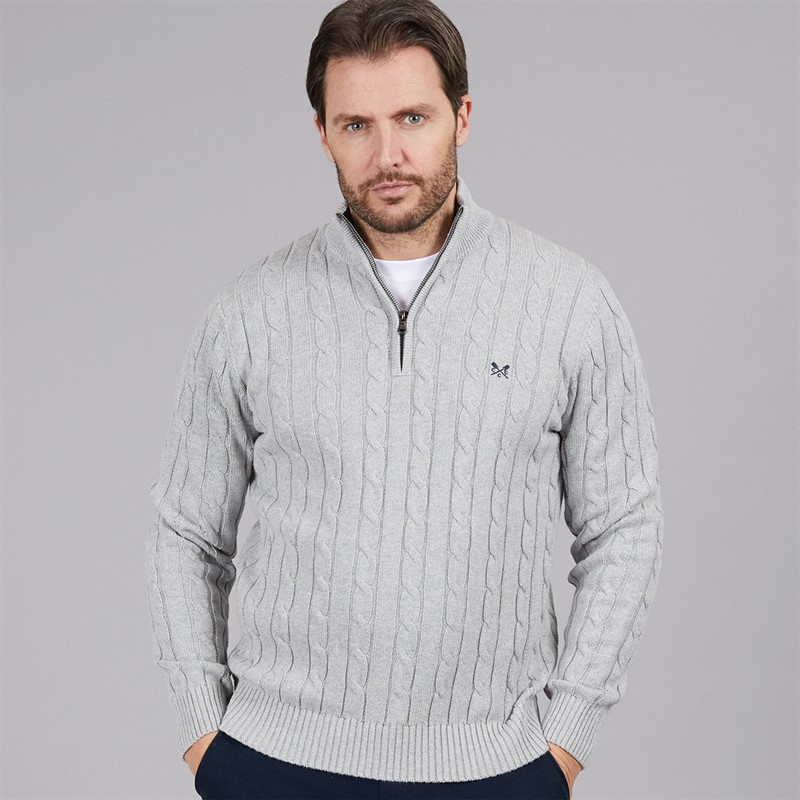 Crew Clothing Mens Oarsmen 1/2 Zip Jumper Mid Grey Marl